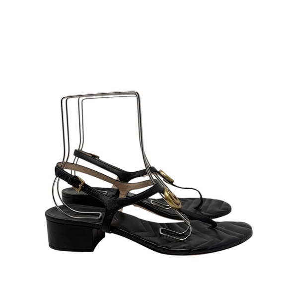 Gucci Marmont GG Black Matelasse Block Heel Sandals Size 41.5 - Picture 2 of 11